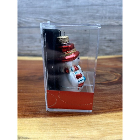 Macy's Holiday Lane Glass Snowman Collectible Christmas Ornament NIB - Picture 2 of 7